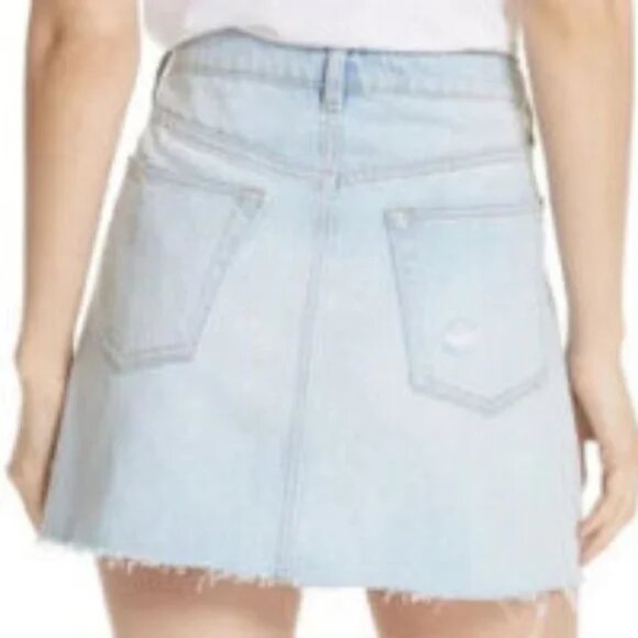 We The Free People Distressed Light Denim A-Line Mini Skirt POCKETS M 10 - Picture 9 of 10